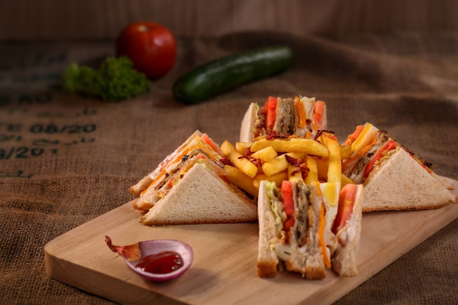 Sándwich de miga en corte transversal